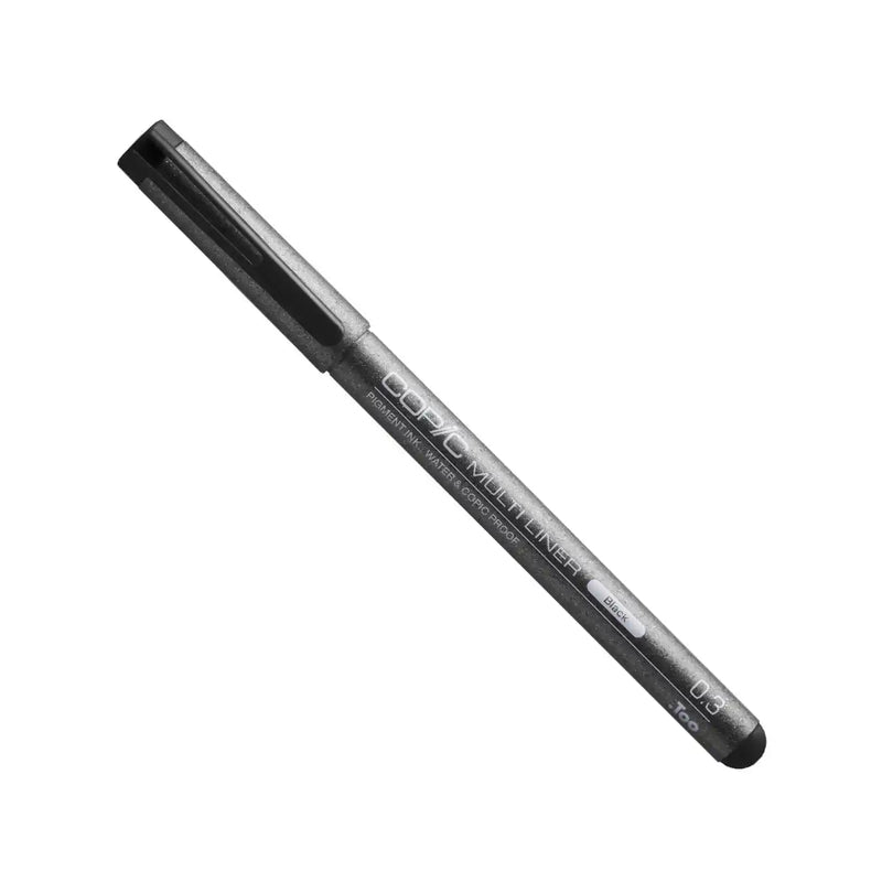Black Copic Multiliner pen, 0.3mm nib.
