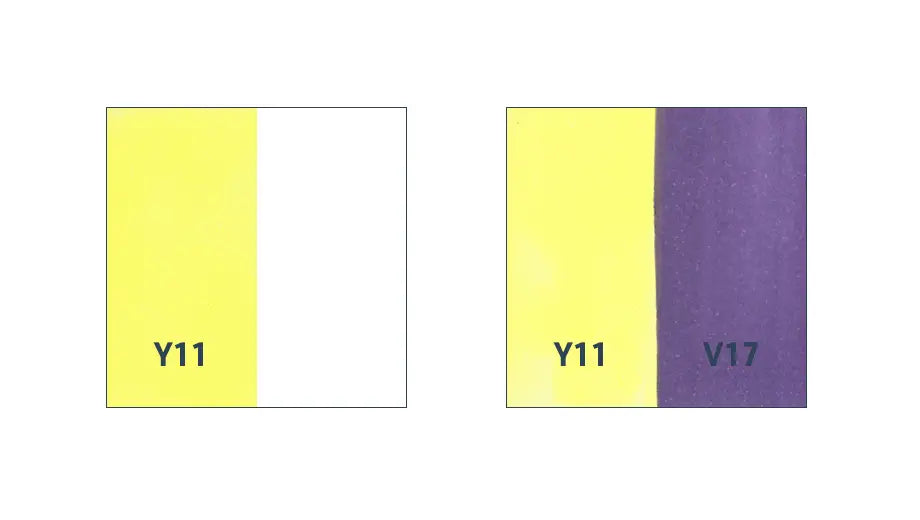 First image, apply light color. Second image, apply a darker color.