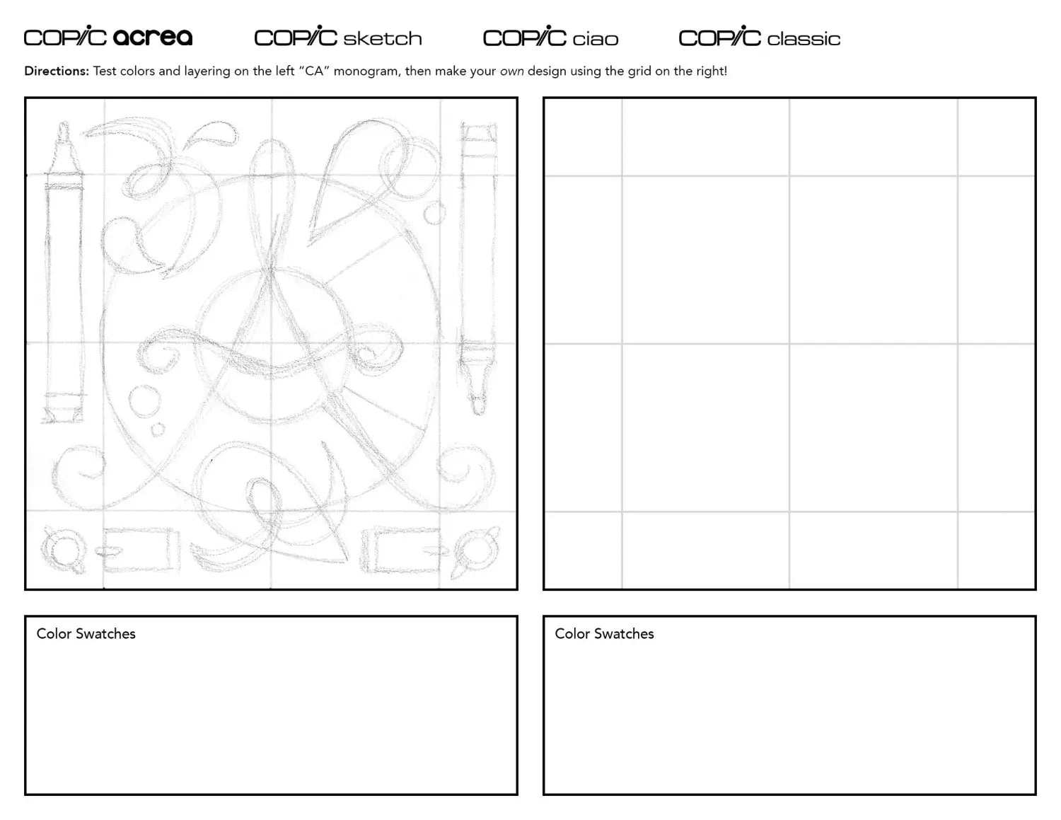 Designing a Monogram with Copic Acrea