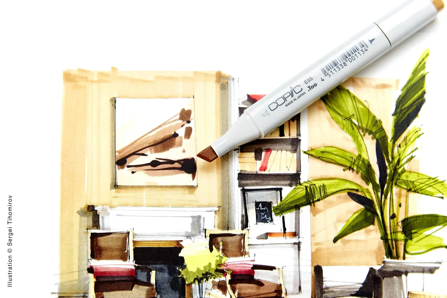 Interior design sketch by Sergei Tihomirov