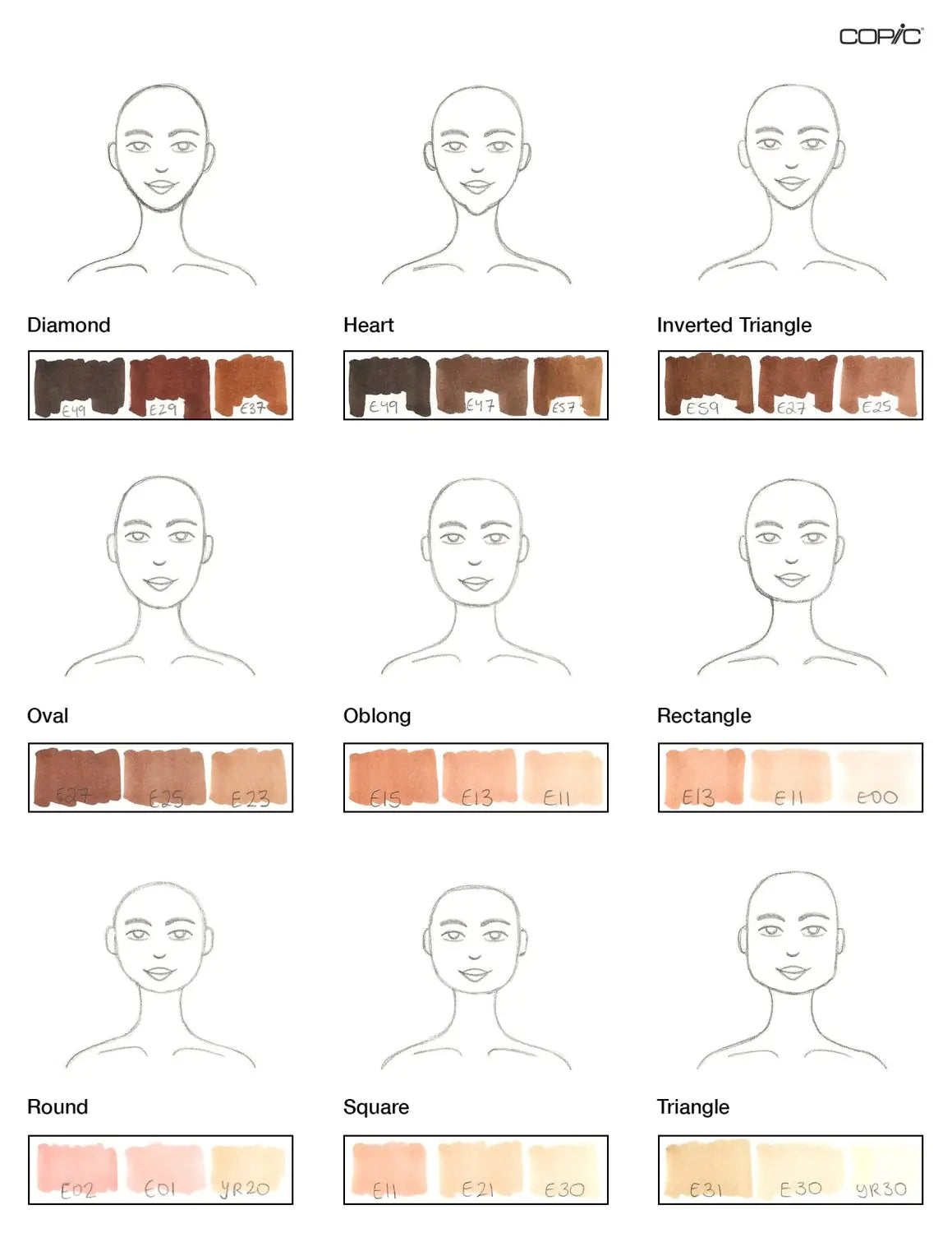 Face shapes step 1, swatches