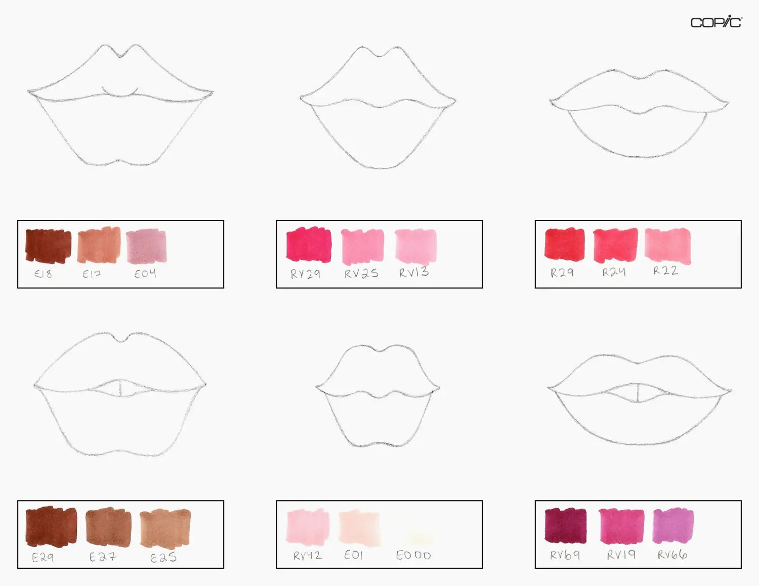 Lips step 1, swatches
