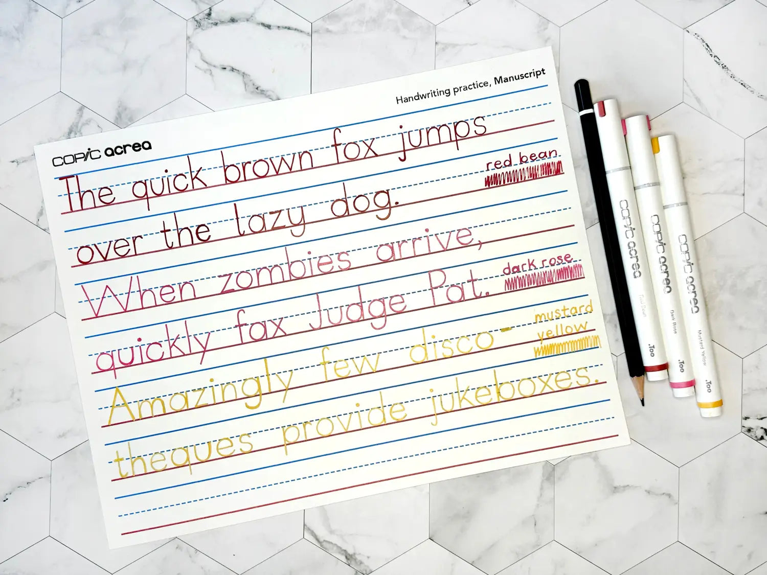 Writing with Acrea Pangrams