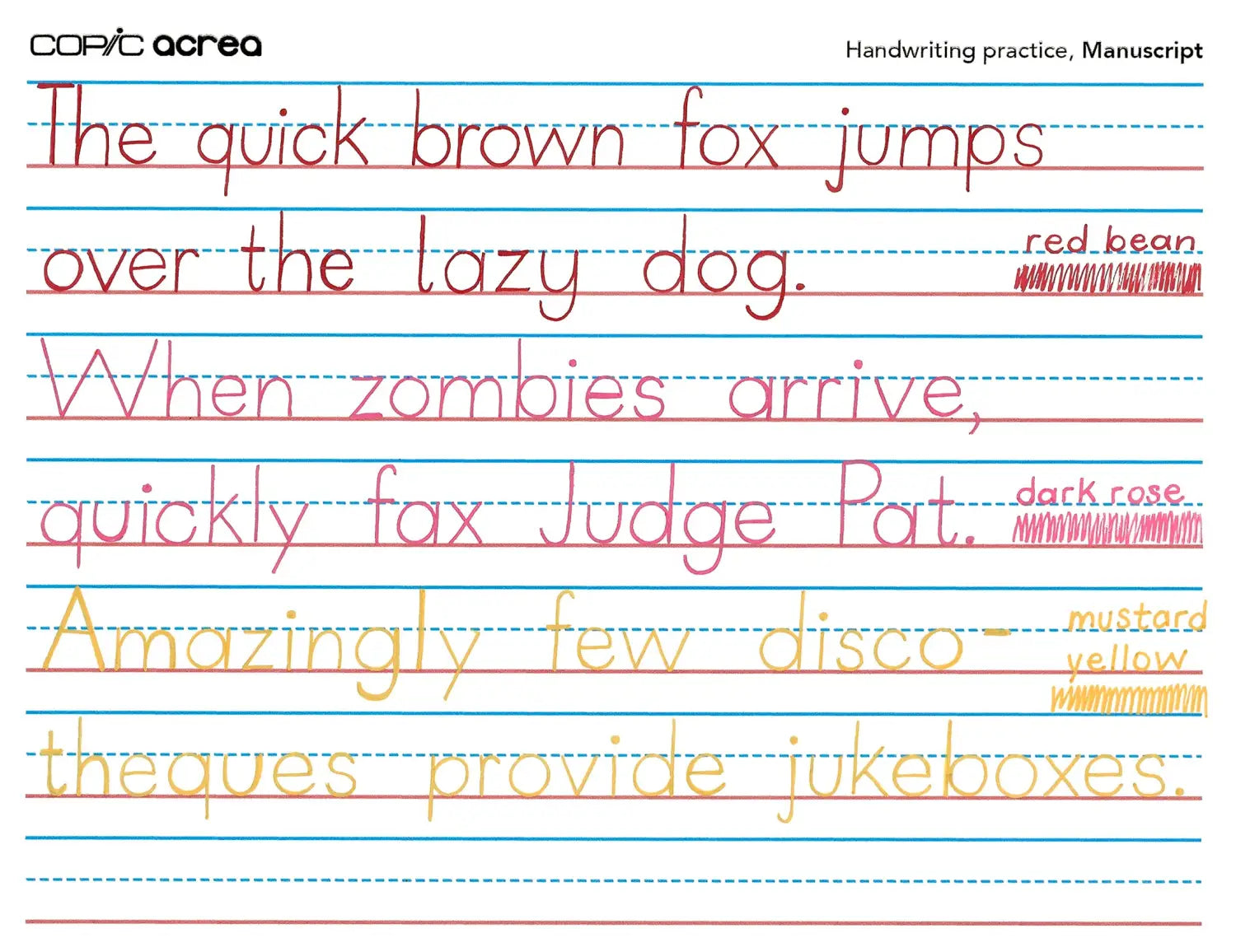 Writing with Acrea Pangrams