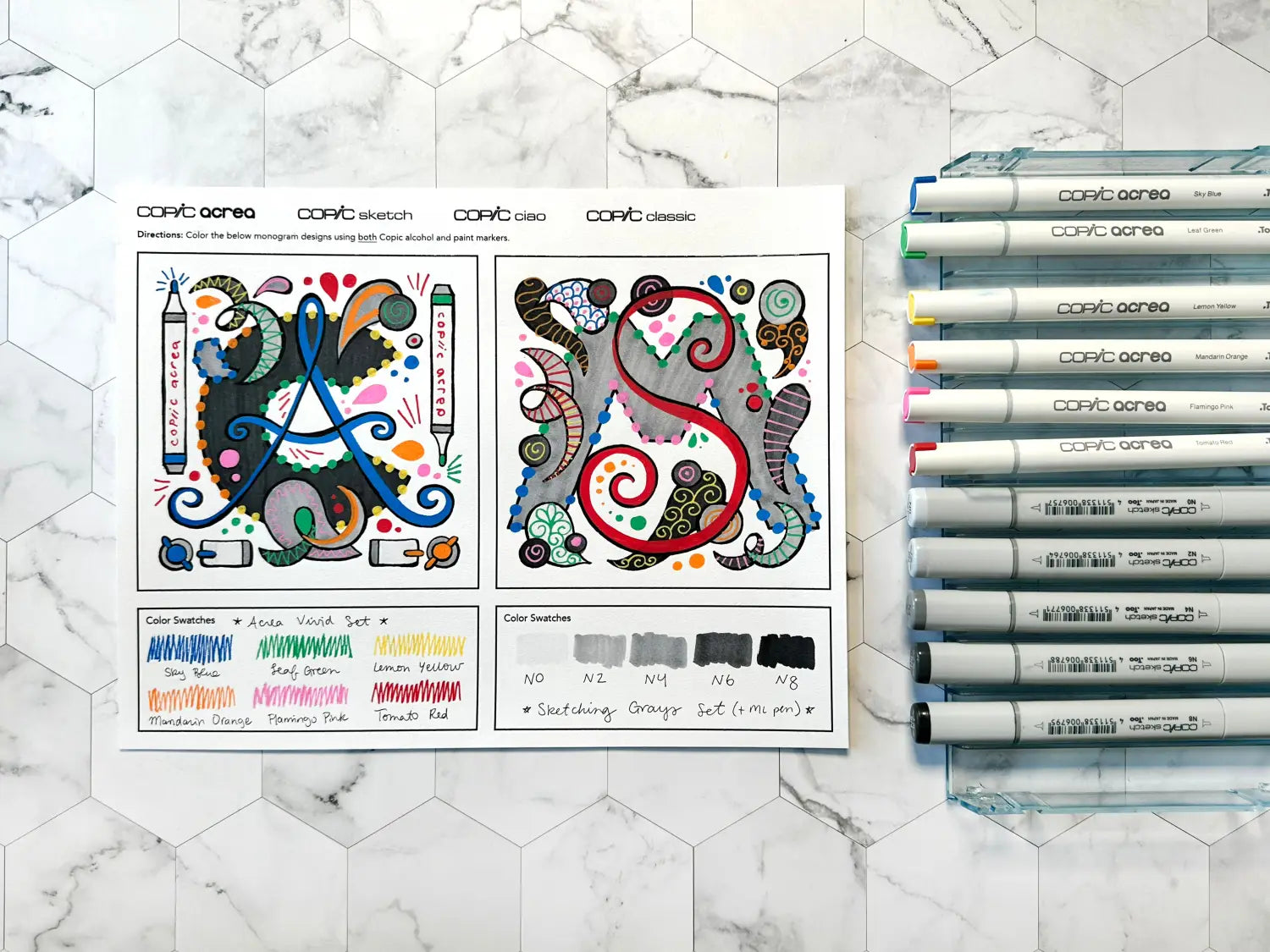 Coloring Monograms with Acrea and Alcohol Markers