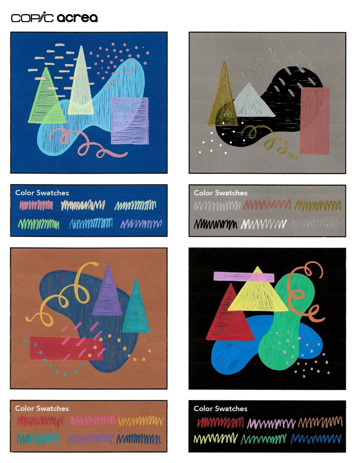 Copic acrea on Colored Backgrounds