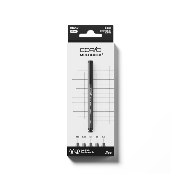COPIC® Multiliner+: Black 5PC Fine Set