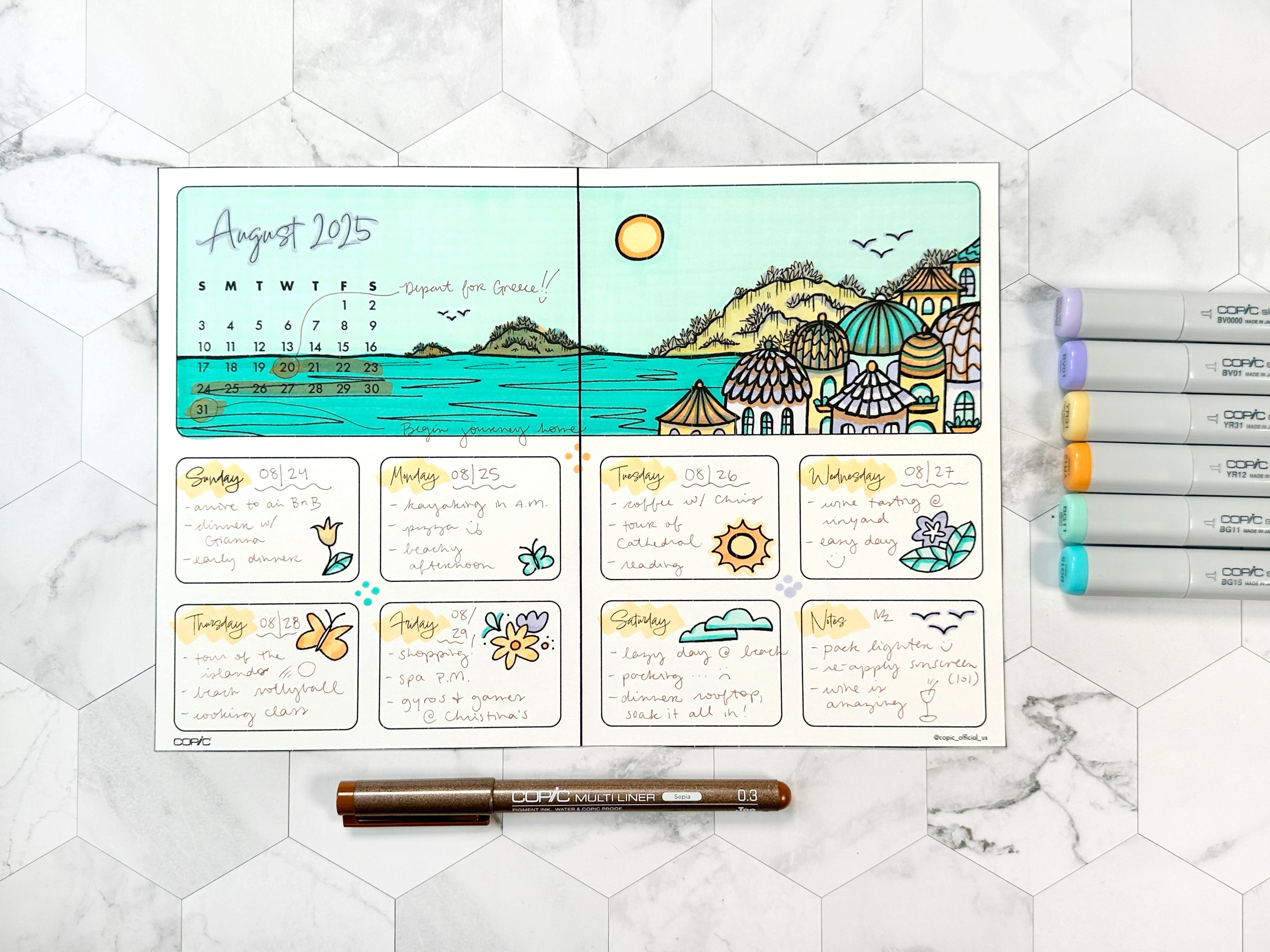Travel Journal: Coloring Weekly Insert 2