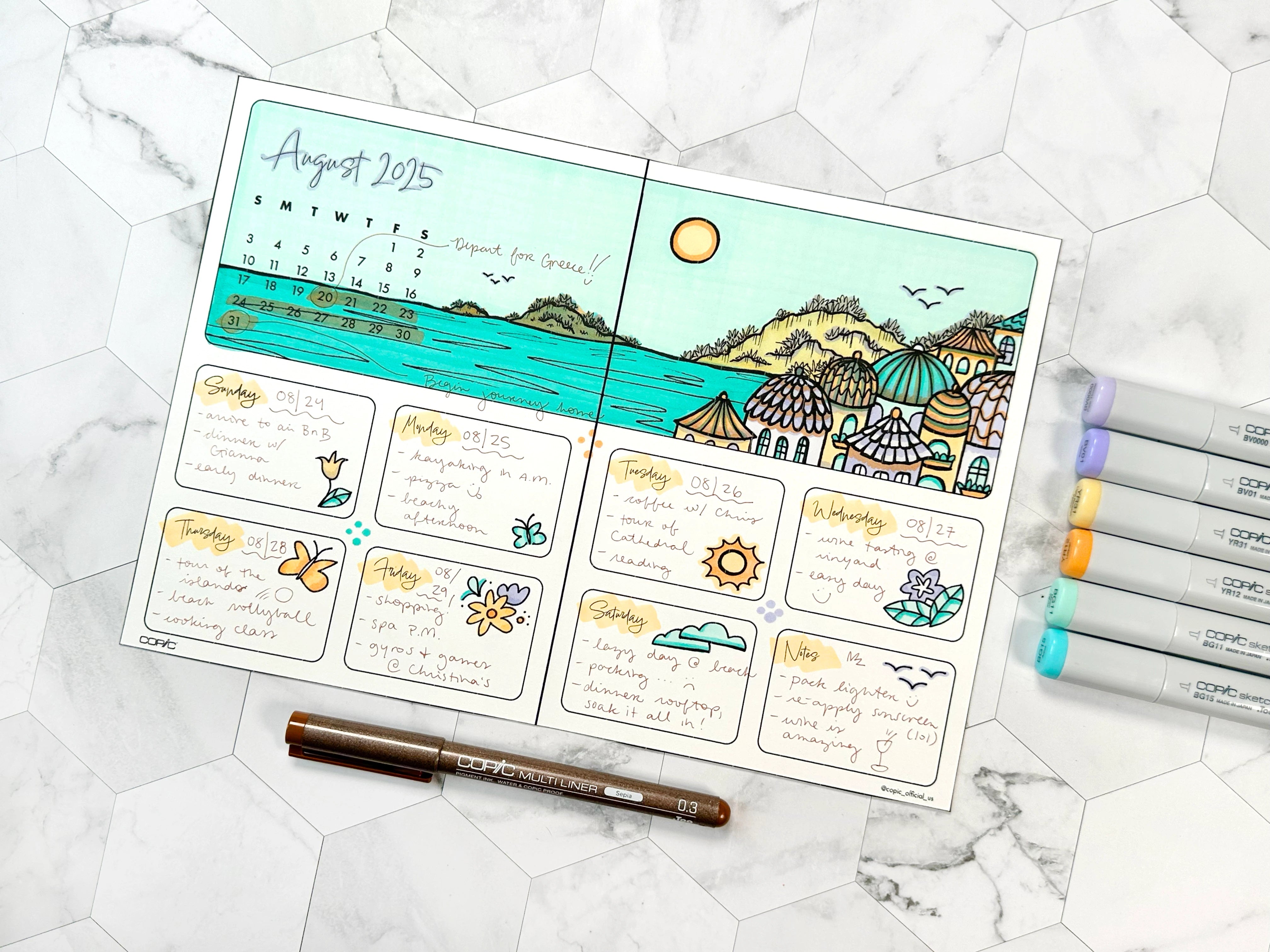 Travel Journal: Coloring Weekly Insert 2