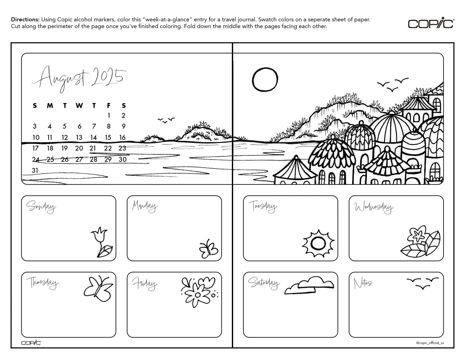 Travel Journal: Coloring Weekly Insert 2