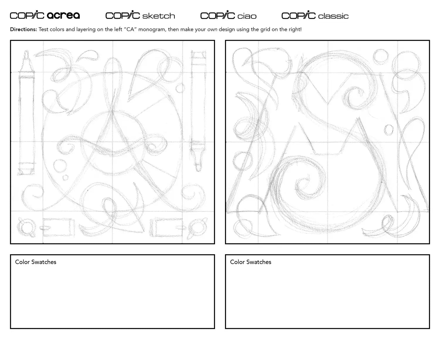 Designing a Monogram with Copic Acrea