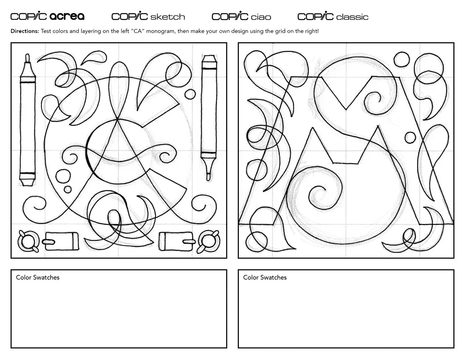 Designing a Monogram with Copic Acrea