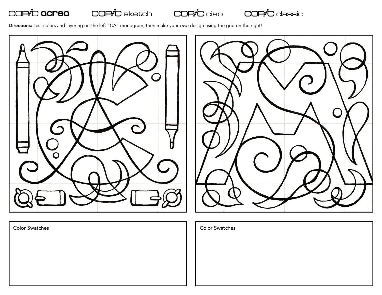 Designing a Monogram with Copic Acrea