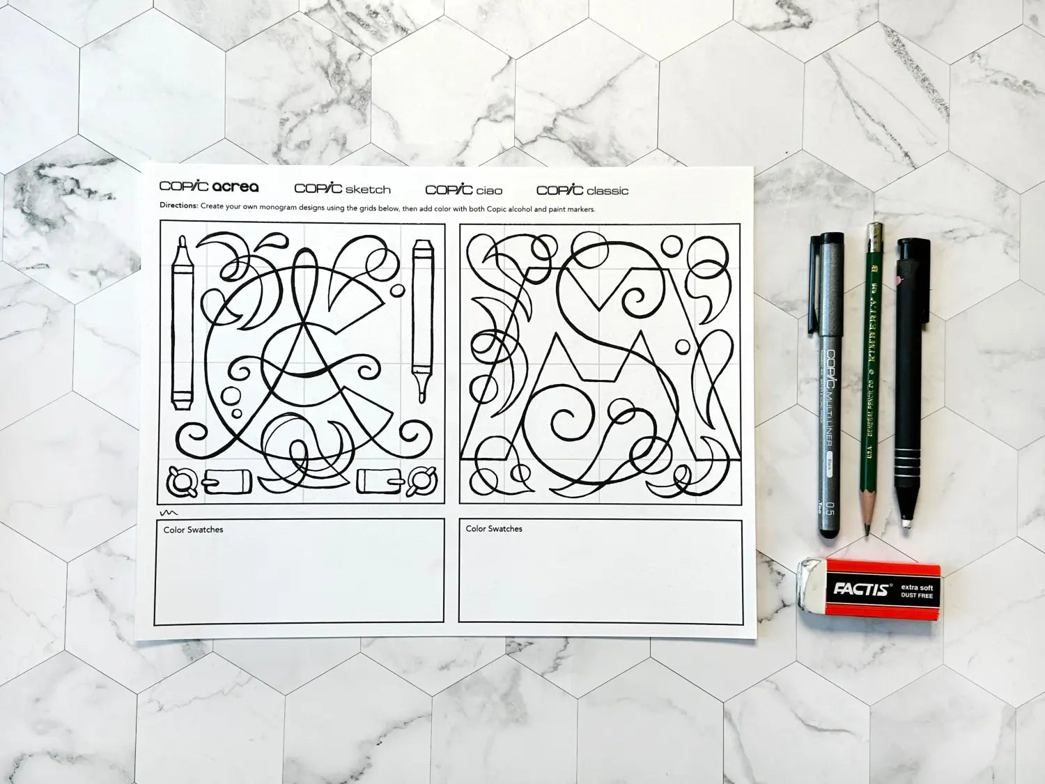 Designing a Monogram with Copic Acrea