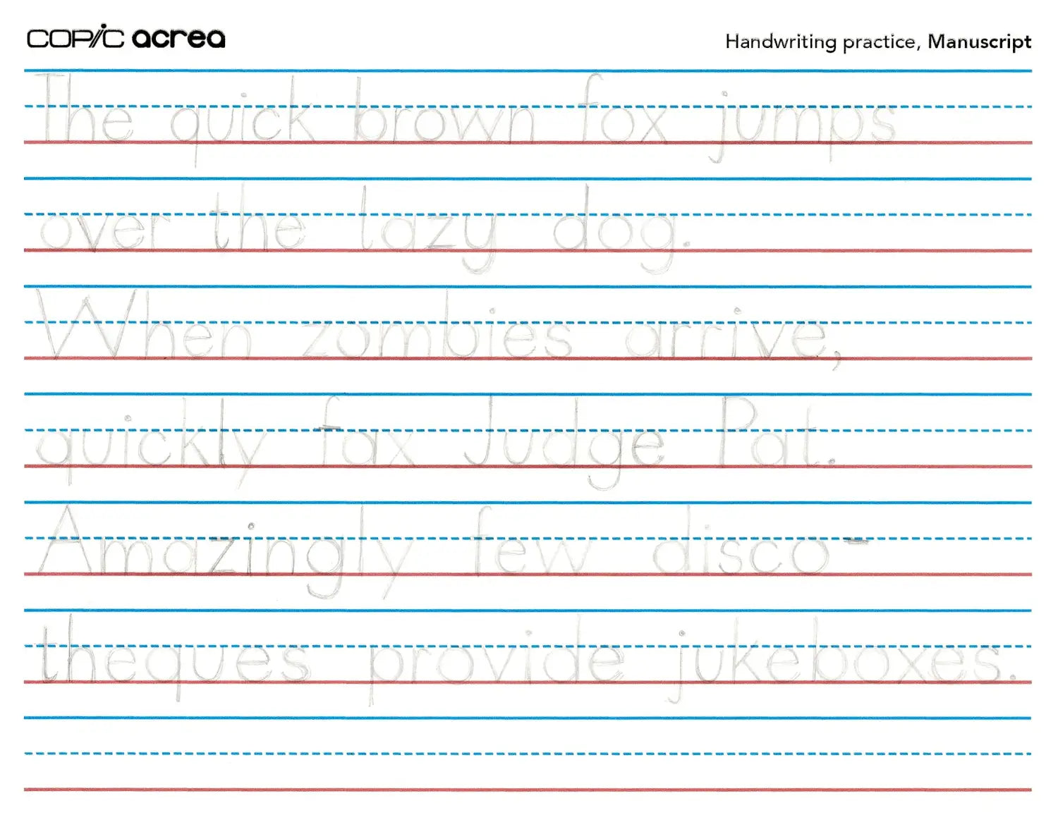 Writing with Acrea Pangrams
