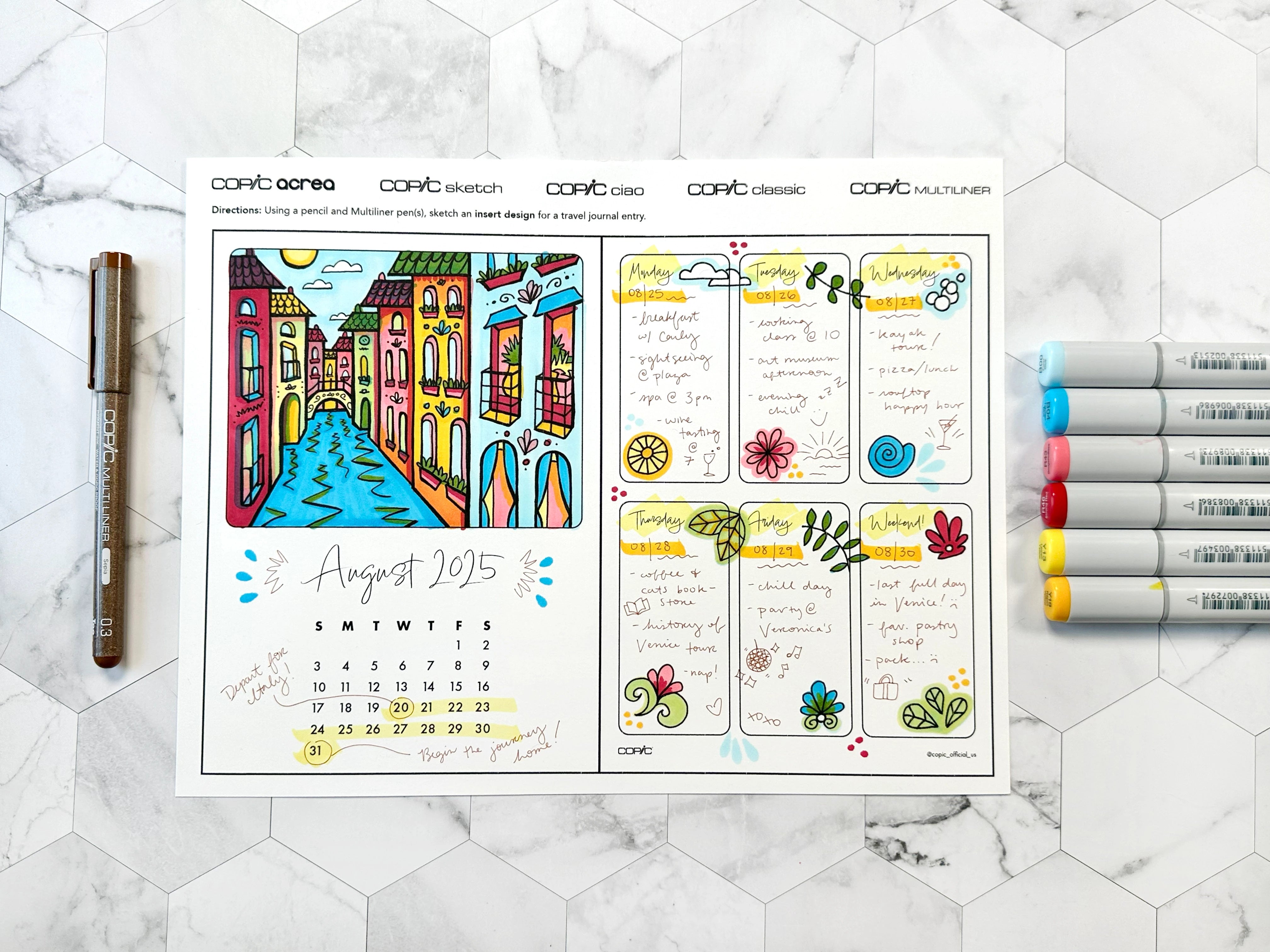 Travel Journal: Coloring Weekly Insert 1