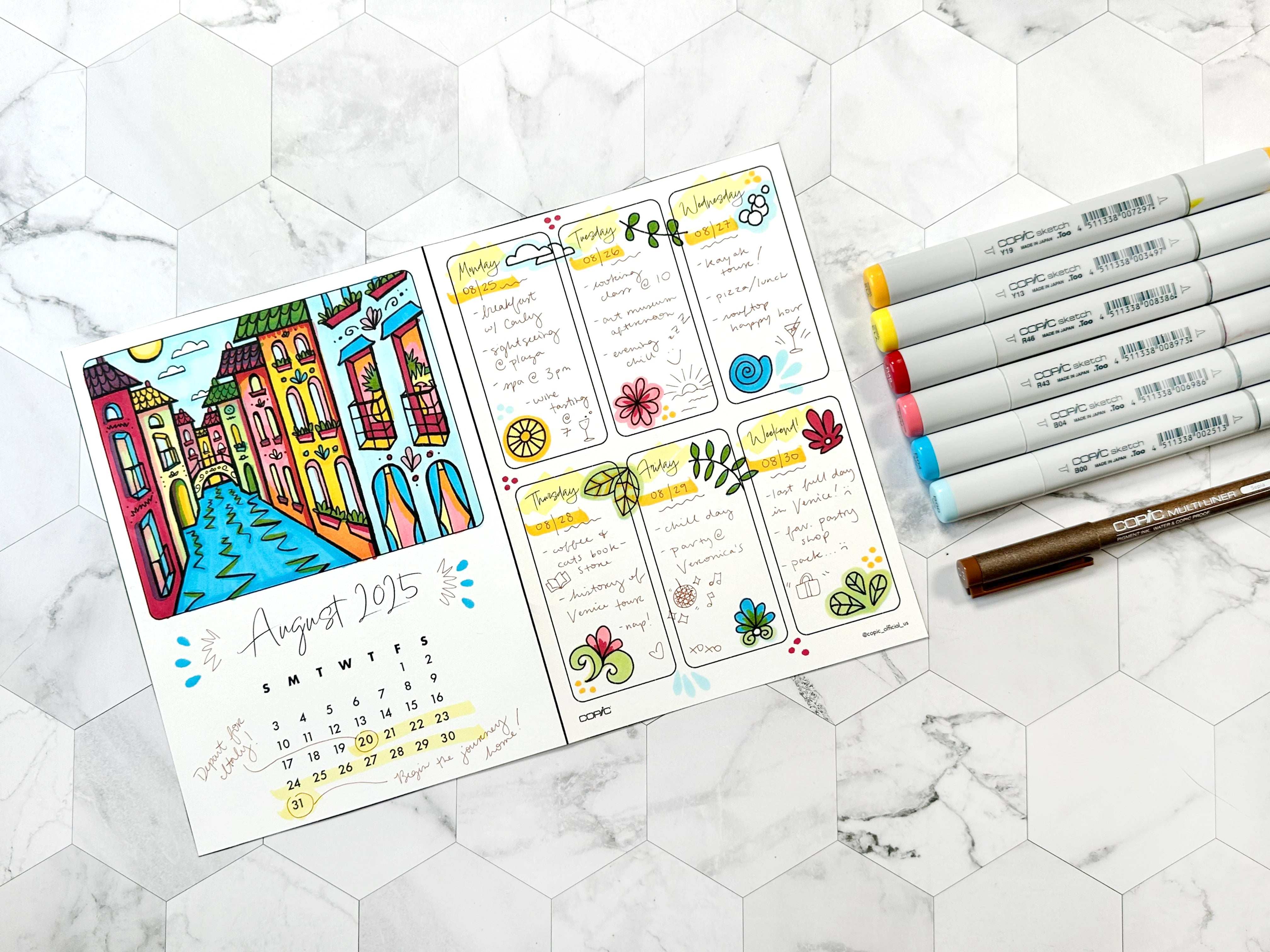 Travel Journal: Coloring Weekly Insert 1