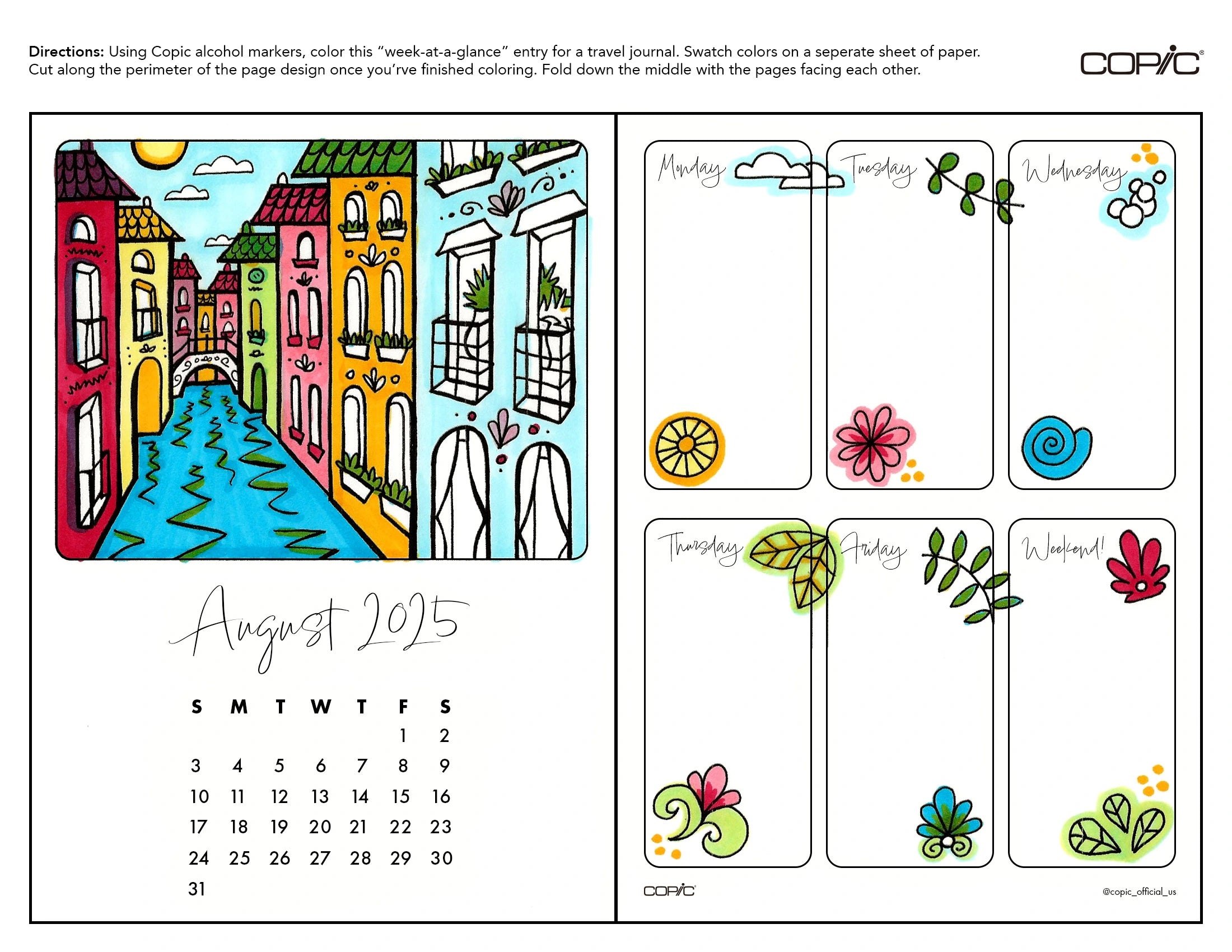 Travel Journal: Coloring Weekly Insert 1